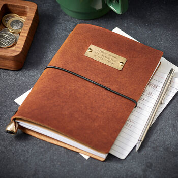 Personalised Leather Journal With Brass Plate, 2 of 7