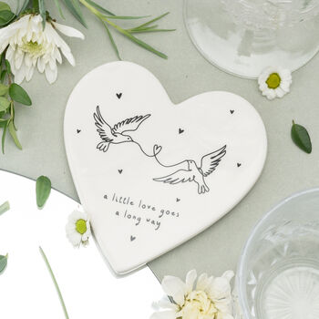 Doves 'A Little Love Goes A Long Way' Ceramic Coaster, 2 of 4