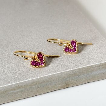 Pink Pave Heart Crystal Earrings, 3 of 4