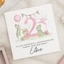 Personalised Dinosaur 2nd Birthday Card Granddaughter, thumbnail 1 of 7