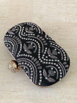 Black Handcrafted Oval Clutch Bag, 3 of 5