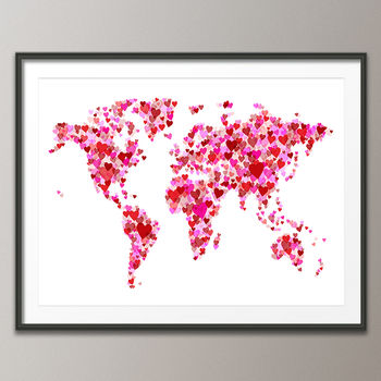 Love Hearts World Map Print, 6 of 9