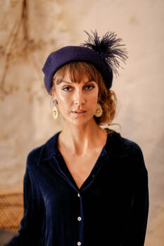 Navy Beret With Optional Veil And Accessories, 4 of 12