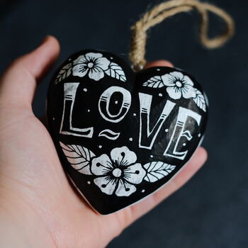 Love Heart Wooden Hanging Decoration, 4 of 5