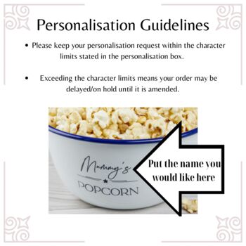 Personalised Enamel Popcorn Bowl, 3 of 8