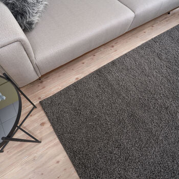 The Rugs Plain Dark Grey Shaggy Rug, 4 of 12