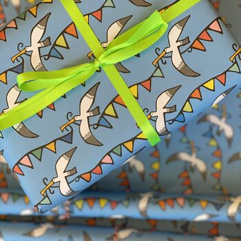 Seagulls And Bunting Wrapping Paper, 3 of 3