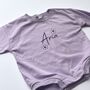Personalised Embroidered Baby Sweatshirt Romper With Glitter Florals, thumbnail 2 of 2