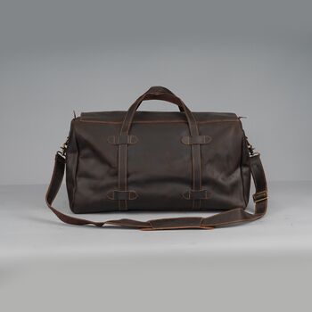 Genuine Leather Holdall With Stitched Detail, 4 of 12