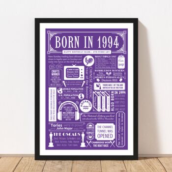 1994 Personalised 30th Birthday Fact Print Gift, 5 of 10