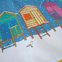 Norfolk Beach Huts Christmas Tea Towel, thumbnail 3 of 3