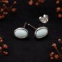 Sterling Silver White Opal Oval Stud Earrings, thumbnail 5 of 11