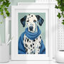 Charming Dalmatian In Blue Scarf Oil Painting Art Print, thumbnail 1 of 4