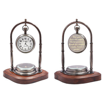 Personalised Father's Day Desk Clock With Compass, 2 of 9