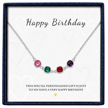 Personalised Square Shaped Family Birthstones Necklace, 11 of 12