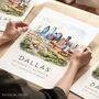 City Travel Poster For Dallas Texas, thumbnail 1 of 7