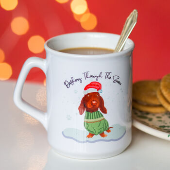 Personalised Dachshund In A Christmas Jumper Mug, 2 of 3