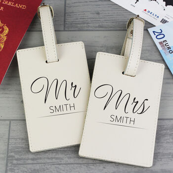 Set Of Two Luxury Leather Couple Luggage Tags, 2 of 4