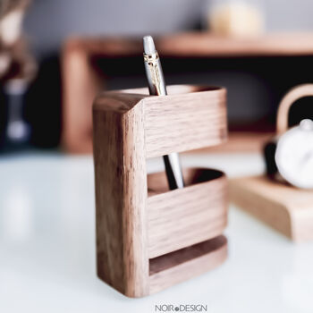 Modern Luxury Walnut Pen Holder Storage Personalise, 11 of 12