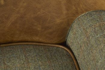 Curved Back Armchair Vintage Leather Or Tweed, 4 of 12
