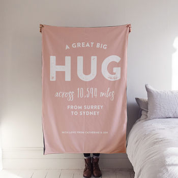 Personalised 'Hug Across The Miles' Luxury Blanket, 4 of 9