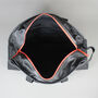 Black Leather Laptop Weekend Bag With Orange Zip, thumbnail 8 of 9