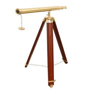 Adjustable 60 Inch Brass Telescope And Wooden Tripod, 3 of 7