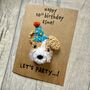 Personalised Name Age Party Dog Crochet Birthday Card Handmade, thumbnail 3 of 12