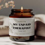 Birthday Gift For Friend Funny Candle Thank You Unpaid Therapist, thumbnail 7 of 9