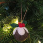 Handmade Felt Christmas Pudding Baubles, Set Of Three, thumbnail 4 of 5