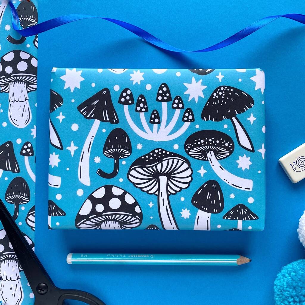 Blue Mushroom Gift Wrap, 1 of 3