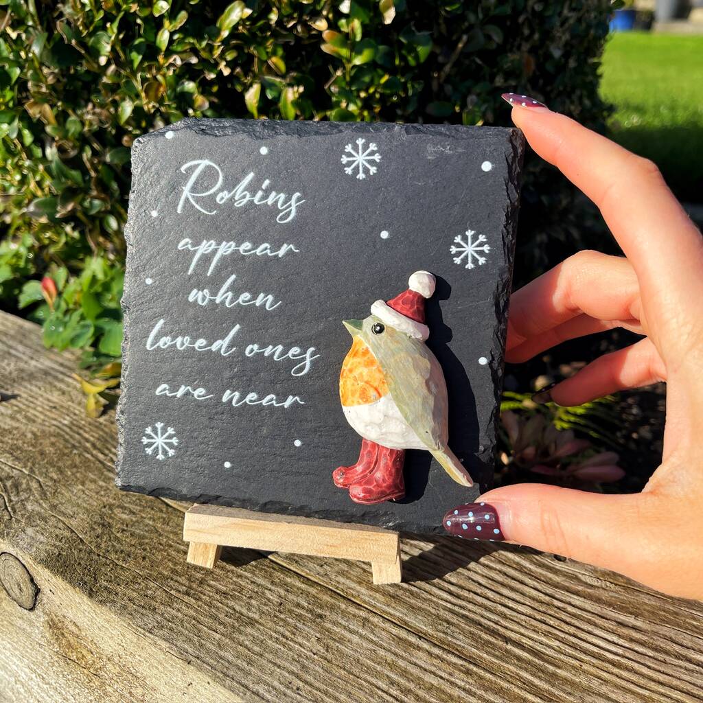 Christmas Slate On Easel Robins Appear When Loved Ones Are Near, 1 of 4