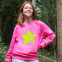 Neon Star Snowflakes Christmas Jumper, thumbnail 1 of 6