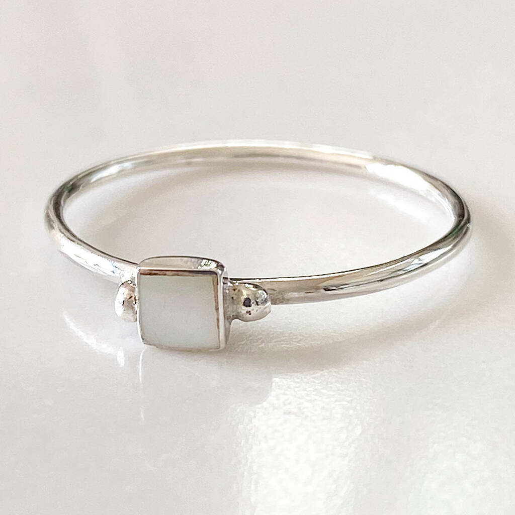 Delicate Square Mother Of Pearl Ring, 1 of 9