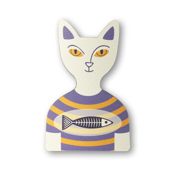 Cats In Stripy T Shirts Wooden Fridge Magnets, 3 of 6