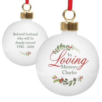 Personalised In Loving Memory Wreath Bauble, 3 of 3