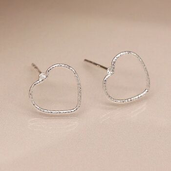 Sterling Silver Heart Stud Earrings, 4 of 4