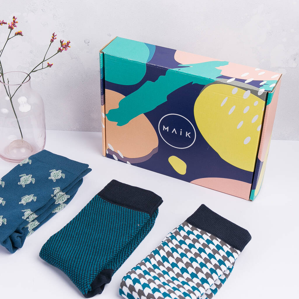 Mens Waffle Textures Socks In Teal By M Ai K | notonthehighstreet.com