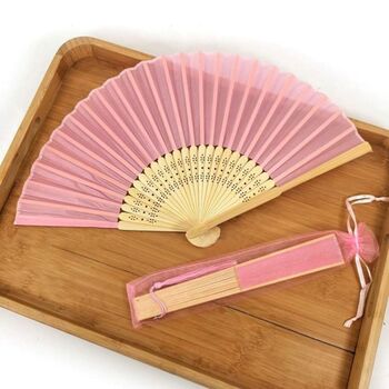 Elegant Pink Personalised Silk Hand Fan, 4 of 12