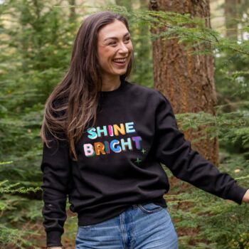 Embroidered Shine Bright Christmas Jumper, 2 of 4