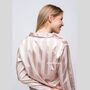 Beige Stripe Satin Women's Silk Sleepwear Pyjama Set, thumbnail 12 of 12