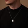 Silver Square Necklace Pendant Engravable, thumbnail 4 of 12