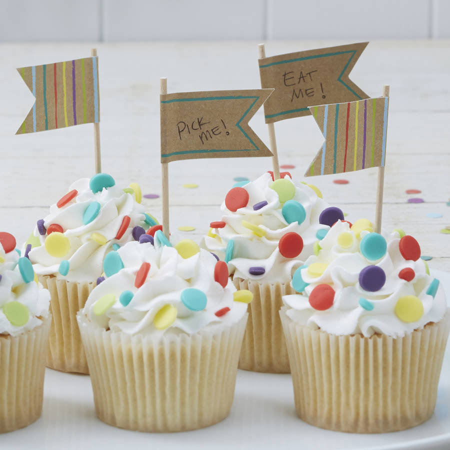 kraft cupcake food flag toppers by ginger ray