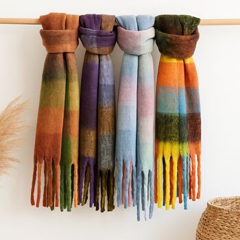 Soft Check Print Wool Blend Scarf, 2 of 10