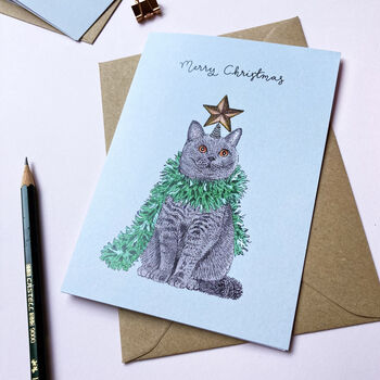 British Shorthair Cat Christmas Card, 2 of 2