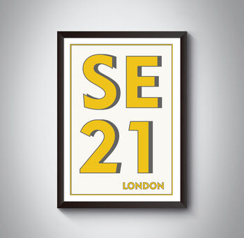Se21 Dulwich, London Postcode Typography Print, 4 of 7