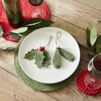 Fair Trade 100% Wool Felt Mistletoe Christmas Decor, 4 of 8