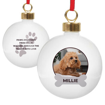 Personalised Dog Christmas Bauble Dog Xmas Tree Ornament With Photo, 3 of 5