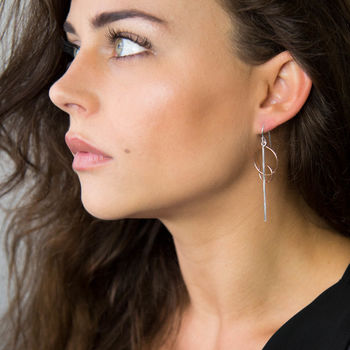 Sterling Silver Rose Gold Designer Dangly Earrings, 3 of 4