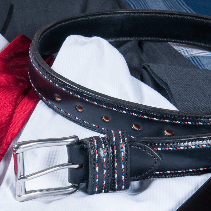 Handstitched British Spirit Raised English Leather Belt, 1 of 4